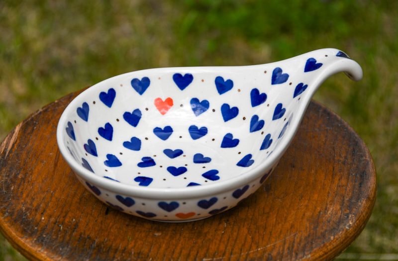 Polish Pottery Red Heart nibble Dish by Ceramika Artystyczna