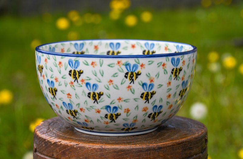 Polish Pottery Bee pattern Large Cereal Bowl by Ceramika Artystyczna