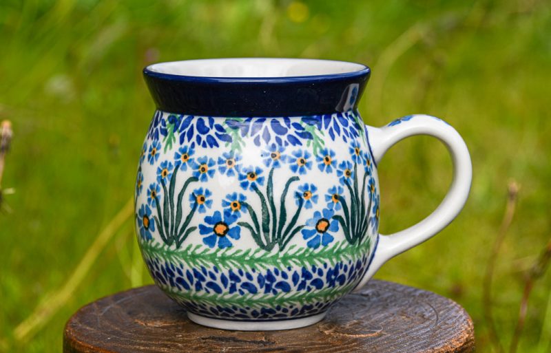 Polish Pottery Forget me Not large Mug by Ceramika Artystyczna