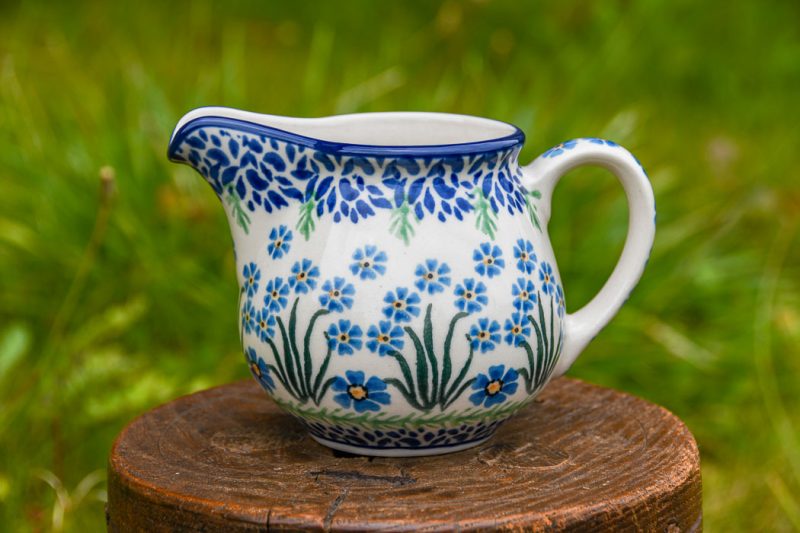 Polish Pottery Milk Jug Forget Me Not pattern