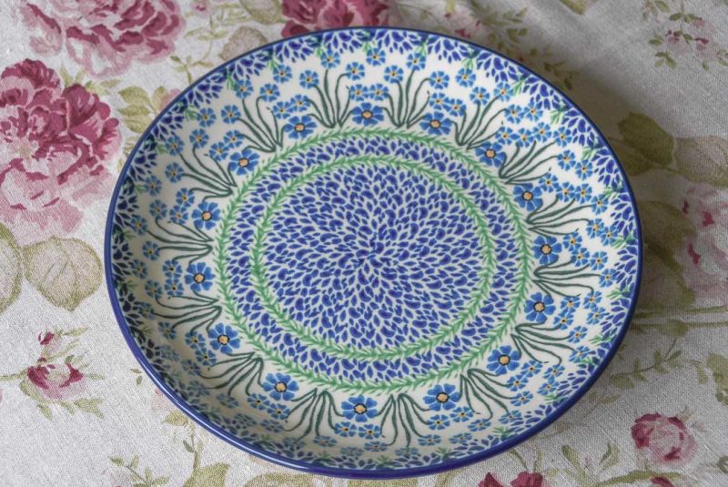 Polish Pottery Dinner Plate Forget Me Not Pattern by Ceramika Artystyczna