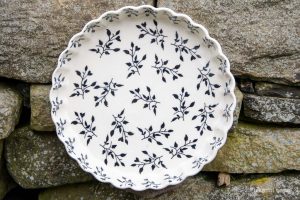 Black Leaf Flan Dish by Ceramika Manufaktura Polish Pottery