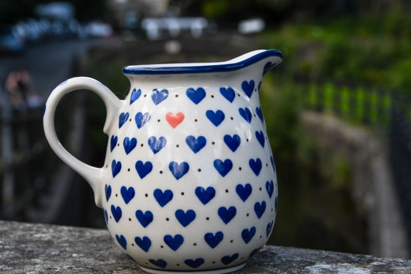 Red Heart pattern small jug by Ceramika Artystyczna