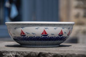 Boats pattern Salad Bowl by Ceramika Manufaktura Polish Pottery