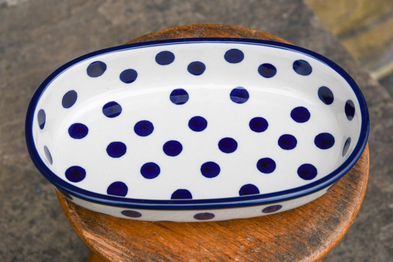 Polkadot Lane Blue Spots Small Oval Serving Dish