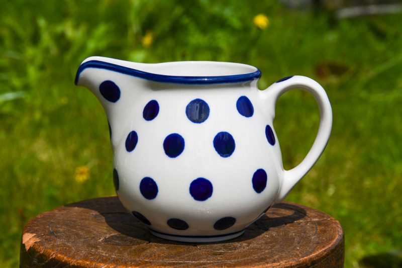 Polish Pottery Blue Spots pattern Small Milk Jug by Ceramika Artystyczna.