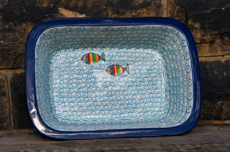 Polish Pottery Fish in the Sea Pie Dish by Ceramika Artystyczna.