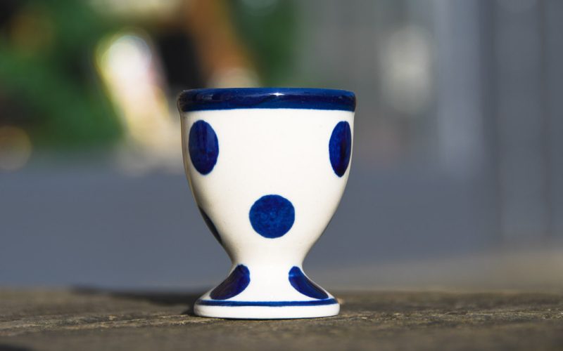 Polish Pottery Blue Spots Egg Cup by Ceramika Artystyczna