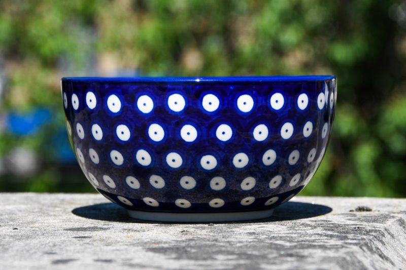 Polish Pottery Polkadot blue Cereal Bowl by Ceramika Artystyczna