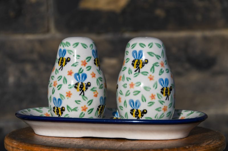 Polish Pottery Bee Pattern Salt and Pepper Set