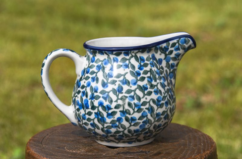 Polish Pottery Milk Jug Blue Berry Leaf pattern by Ceramika Artystyczna