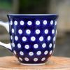 Polish Pottery Polkadot Blue Curved Mug by Ceramika Artystyczna