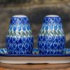 Polish Pottery Salt and Pepper Set Blue Tulip pattern by Ceramika Artystyczna