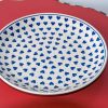 Polish Pottery Dinner Plate Blue Hearts pattern