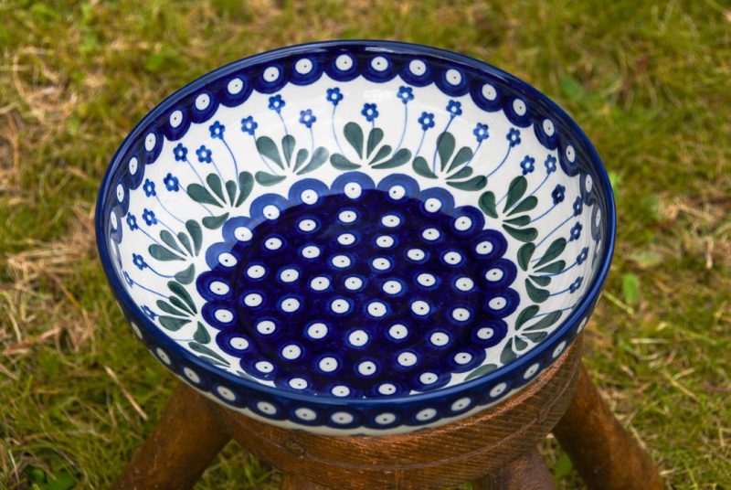 Polish Pottery Daisy Spot Salad Bowl by Ceramika Artystyczna