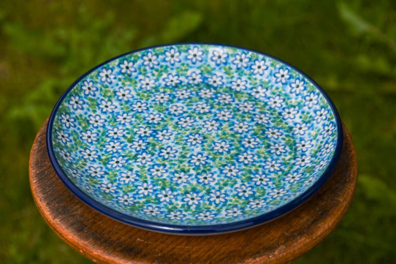 Polish Pottery Small Side Plate Turquoise Daisy pattern by Ceramika Artystyczna