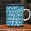 Tea Mug Turquoise Daisy Pattern by Ceramika Artystyczna