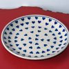 Polish Pottery Side Plate Blue Hearts