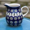 Polish pottery Small Jug Peacock Leaf pattern