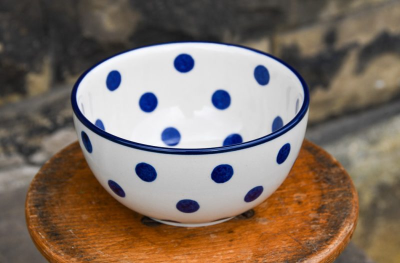 Polish Pottery Blue Spots Cereal Bowl by Ceramika Artystyczna