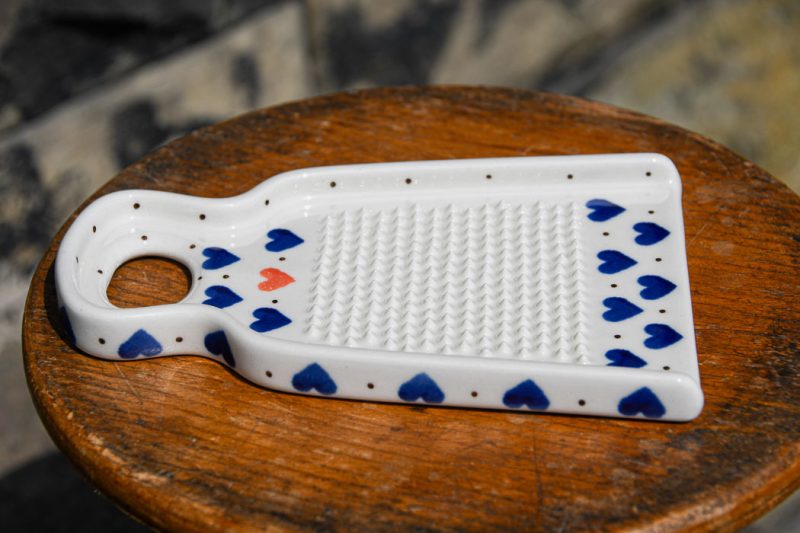 Polish Pottery Ceramic Grater Red Heart pattern