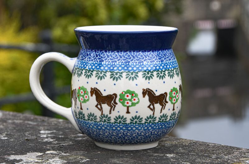 Polish Pottery Horse pattern Large Mug by Ceramika Artystyczna