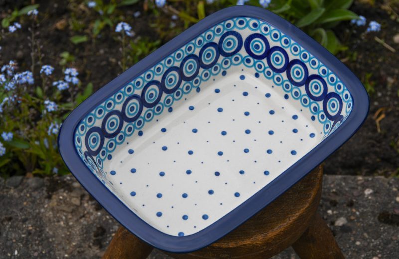 Polish Pottery Retro Circles Pie Dish by Ceramika Artystyczna