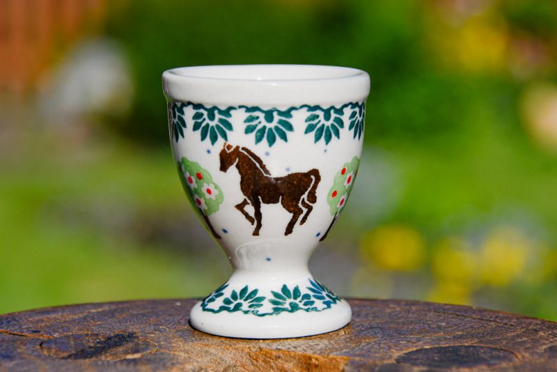 Polish Pottery Egg Cup in Horse pattern by Ceramika Artystyczna