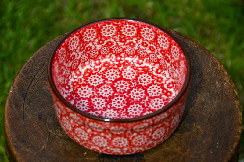 Polish Pottery Red Pinwheel Pattern by Ceramika Artystyczna