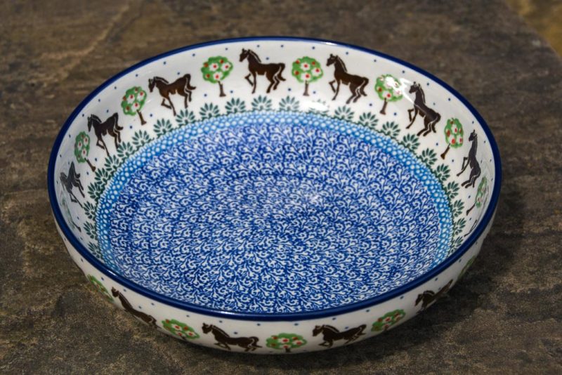 Polish Pottery Horse pattern Salad Bowl by Ceramika Artystyczna