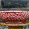 Polish Pottery Red Pinwheel pattern Salad Bowl