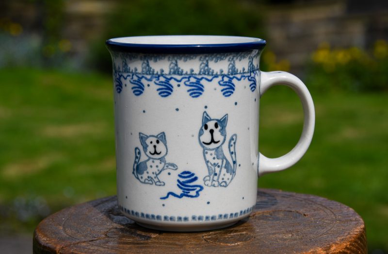 Polish Pottery Cat pattern Tea Mug by Ceramika Artystyczna