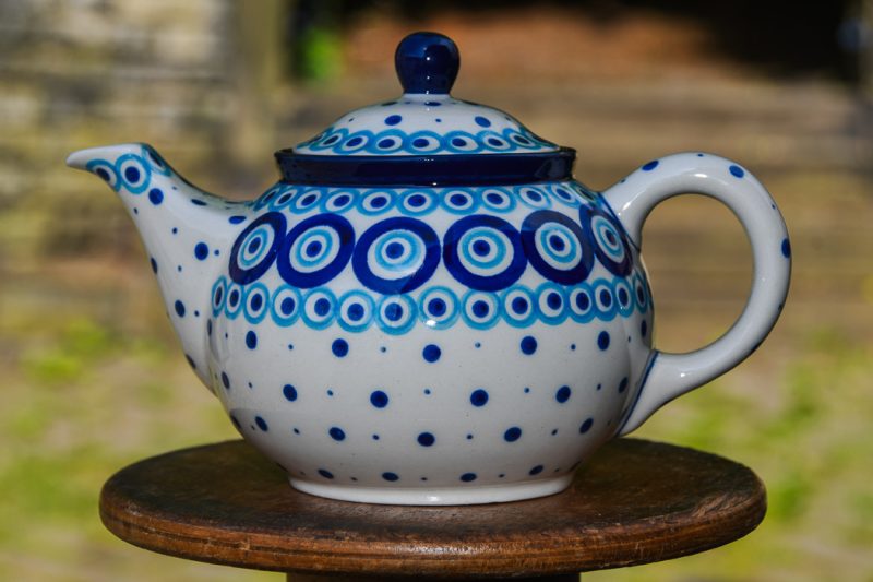 Polish Pottery Retro Circles pattern Teapot for Two by Ceramika Artystyczna.