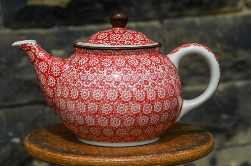 Polish Pottery Red Pinwheel pattern Teapot for Two or Three by Ceramika Artystyczna.