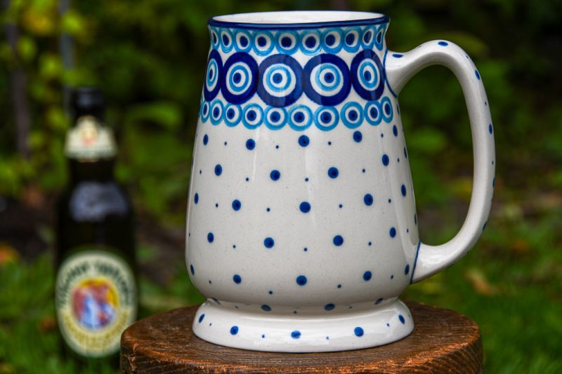Polish Pottery Retro Circles pattern Beer Mug by Ceramika Artystyczna.