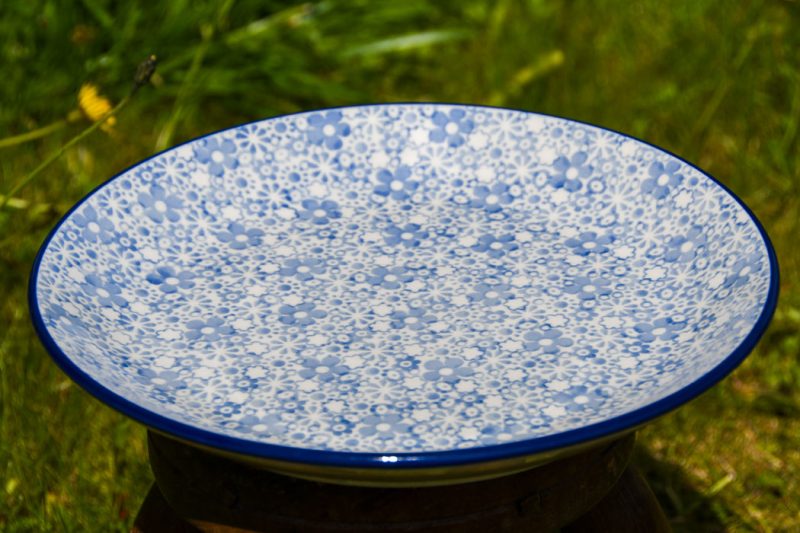 Polish Dinner Plate Dusky Blue Flowers pattern by Ceramika Artystyczna