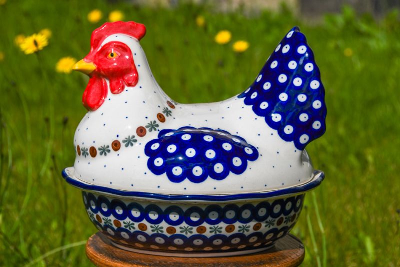 Polish Pottery Fern Spot Large Hen Egg Container by Ceramika Artystyczna