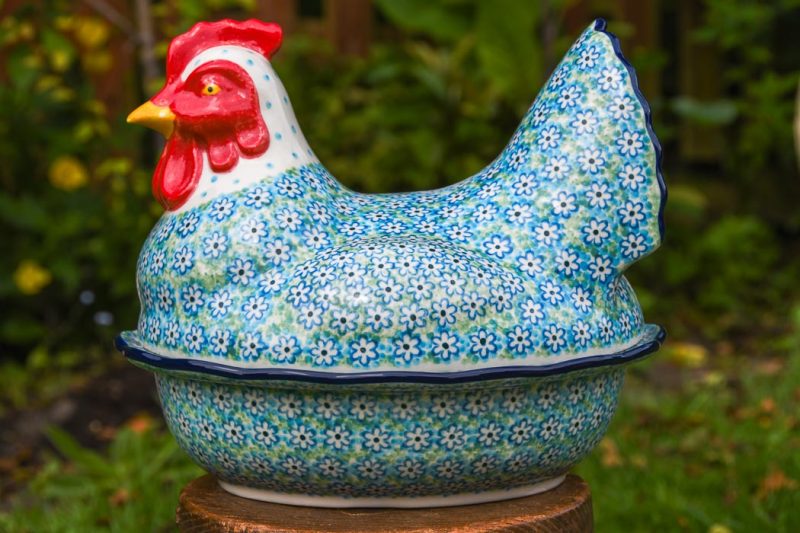 Polish Pottery Large Hen Egg Container by Ceramika Artystyczna.