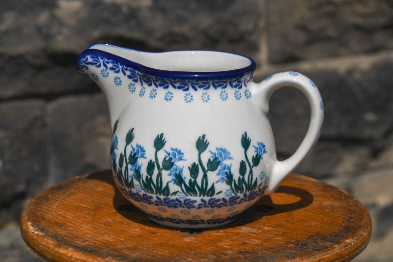 Polish Pottery Cornflower Blue Milk Jug by Ceramika Artystyczna.