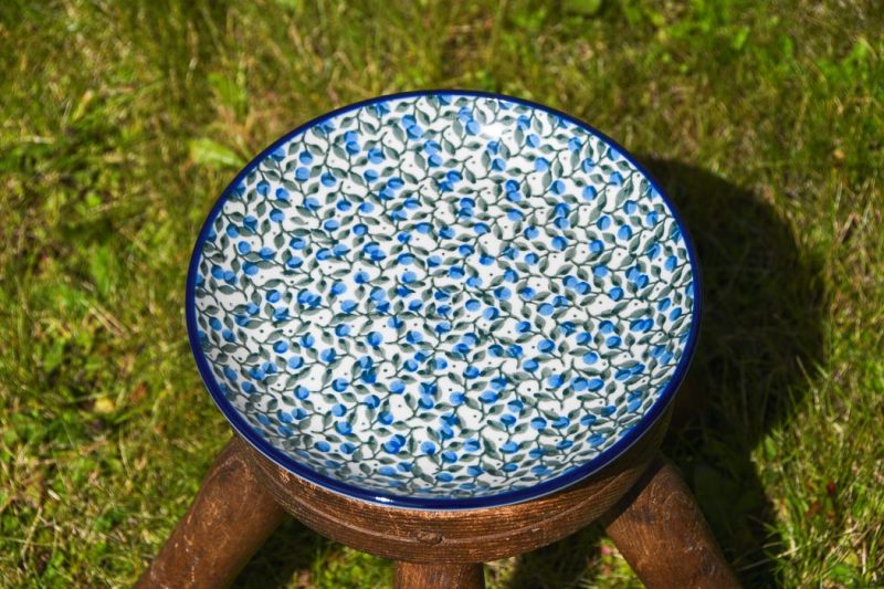 Polish Pottery Side Plate Blue Berry Leaf pattern