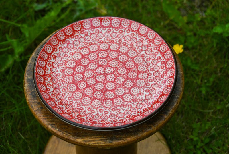 Polish pottery Small Side Plate Red Pinwheel pattern