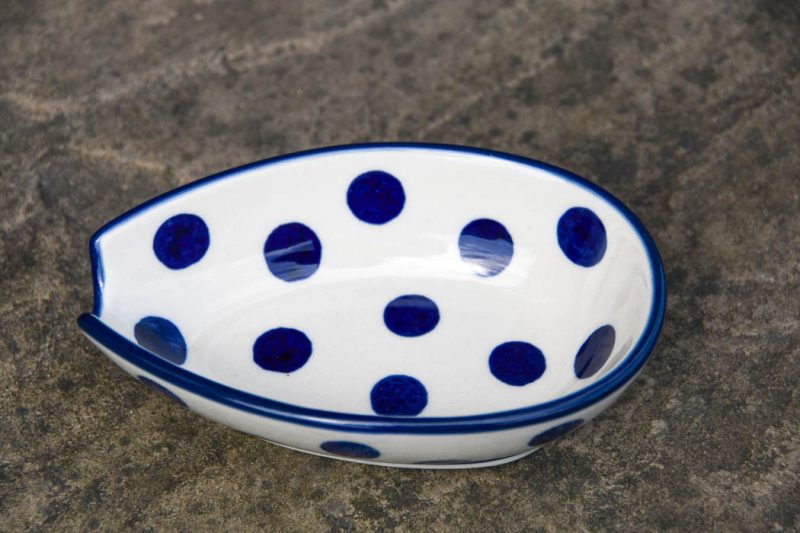 Polish Pottery Blue Spots Spoon Rest by Ceramika Artystyczna.