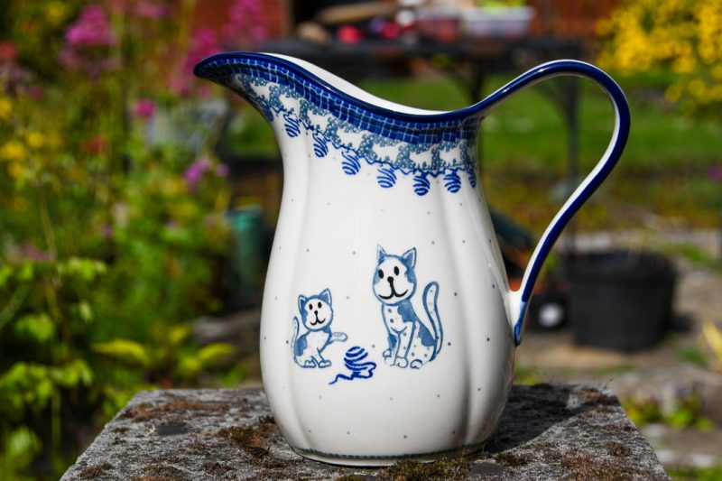 Polish Pottery Cat Pattern Medium Spout Jug by Ceramika Artystyczna