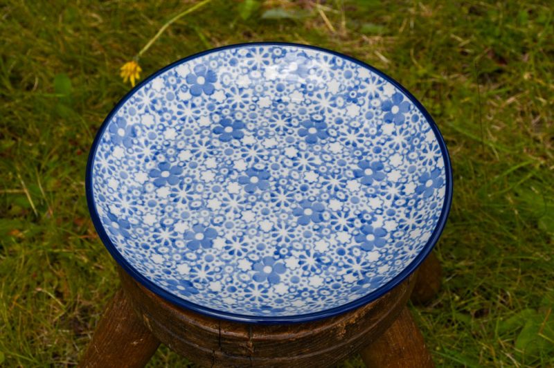 Polish Pottery Dusky Blue Flowers Side plate by Ceramika Artystyczna