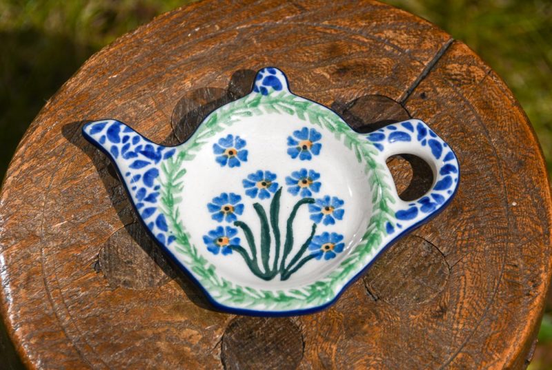 Polish Pottery Forget me Not Teabag Rest by Ceramika Artystyczna