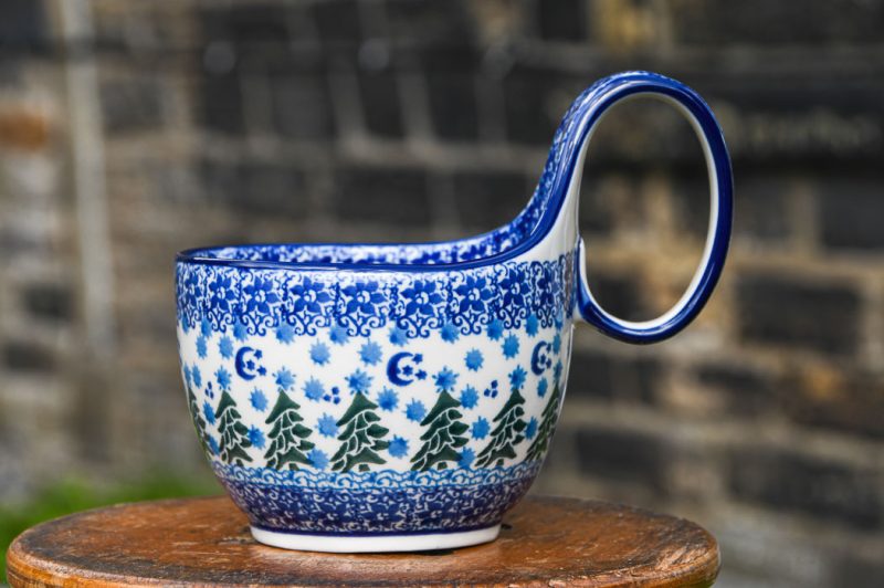 Polish Pottery Soup Mug Christmas pattern by Ceramika Artystyczna.