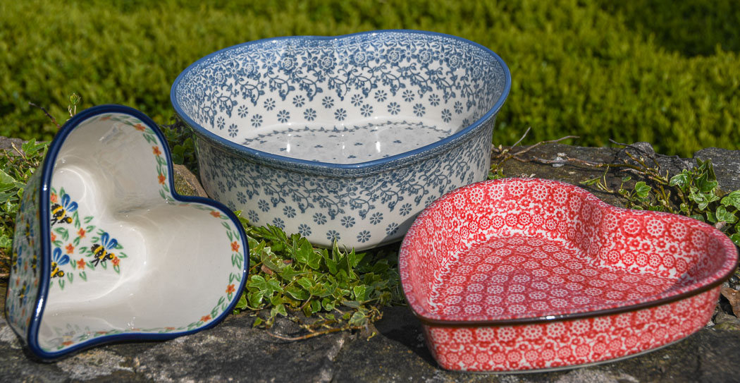 Polish Pottery Heart Shaped Dishes by Ceramika Artystyczna