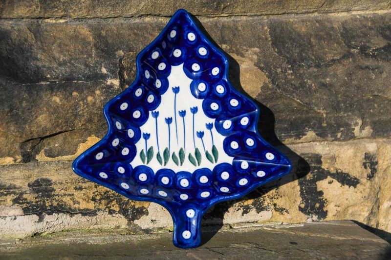 Polish Pottery Tulip Spot Tree Shape Dish by Ceramika Artystyczna.