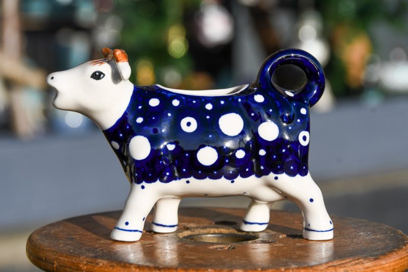 Polish Pottery Bubble pattern Cow shaped Jug by Ceramika Manufaktura.