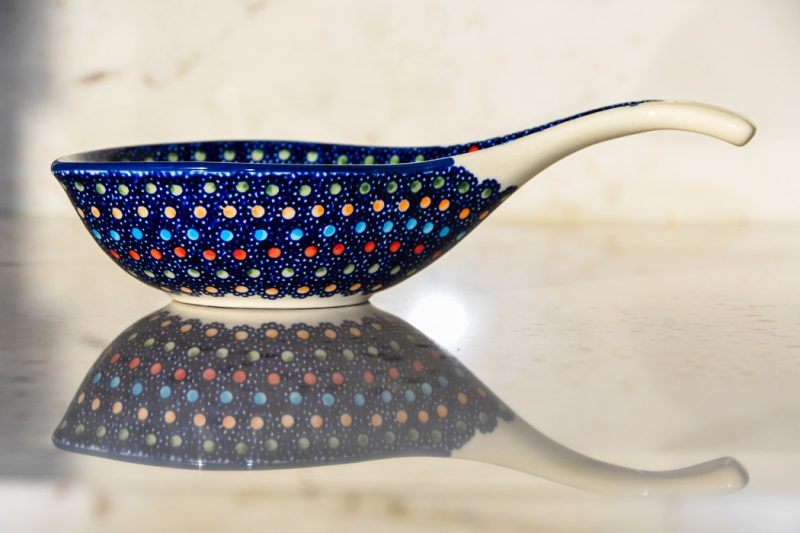 Polish Pottery Unikat Neon Pattern Nibble Dish by Ceramika Manufaktura.